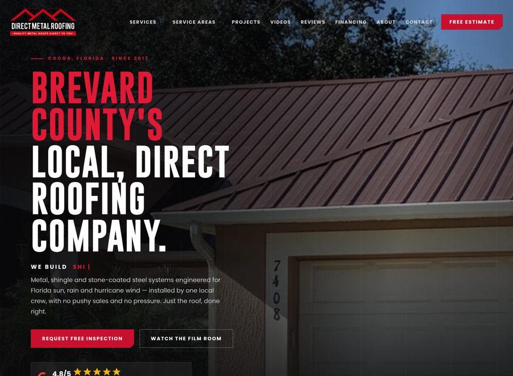 Direct Metal Roofing website design