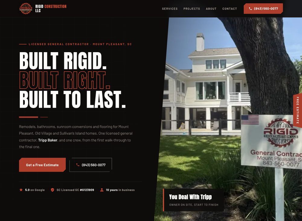 Rigid Construction website design