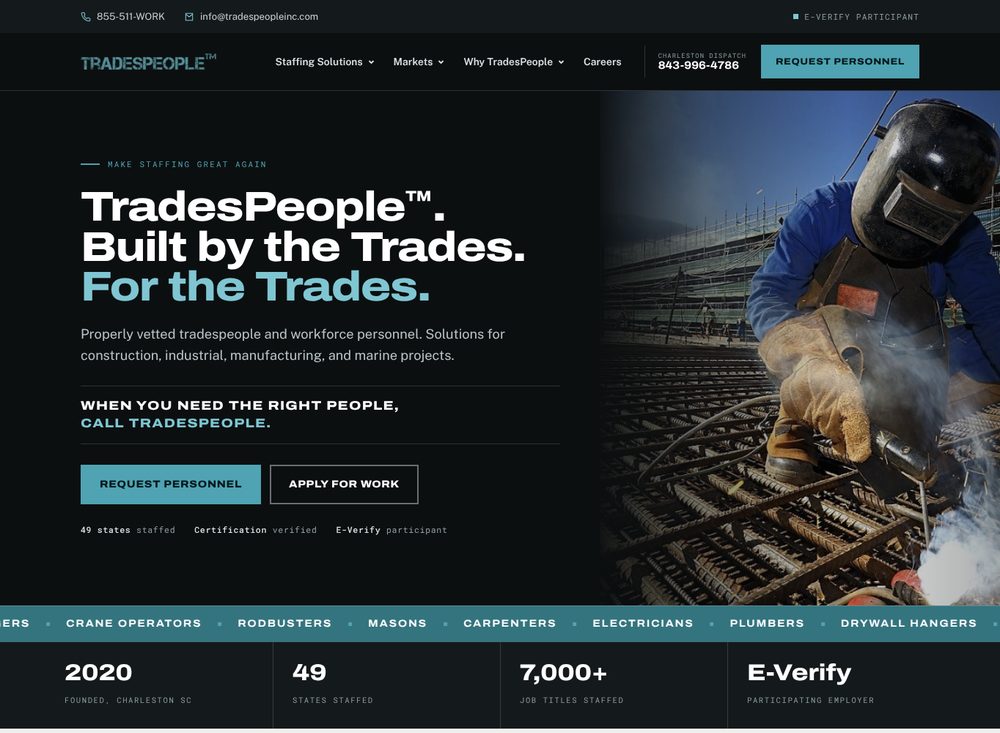 TradesPeople homepage design by WebPro360